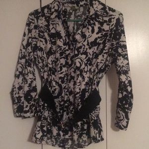 3/4 sleeve blouse with belt